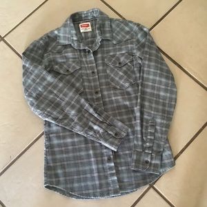 flannel shirt - slate blue and gray